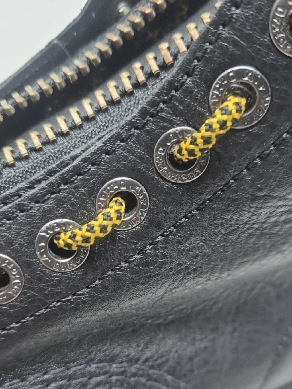 Dr. Martens Black Platform Zip-Up Boots with Yellow Stitching - Picture 12 of 12